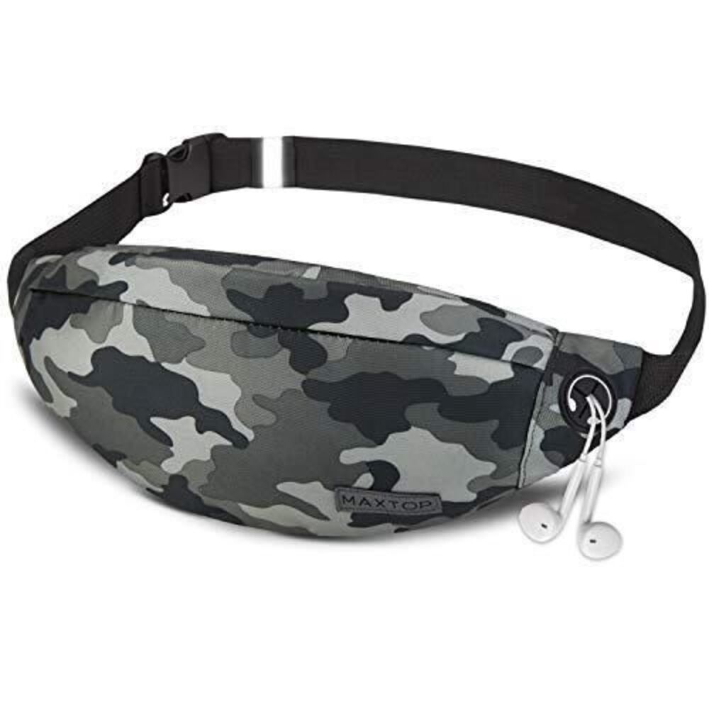 NWOT MAXTOP Camo Waist Pack Bag Headphone Jack 4-Zipper Pockets Adjustable Strap